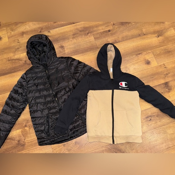 M/L boys Champion Kids Black and Tan Hoodies and jacket - Picture 1 of 7